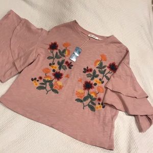 Bell sleeve floral shirt